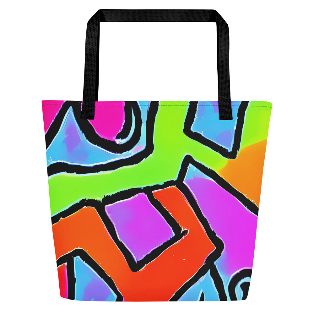 Large Tote Bag w/ Pocket - Electric Mosaic