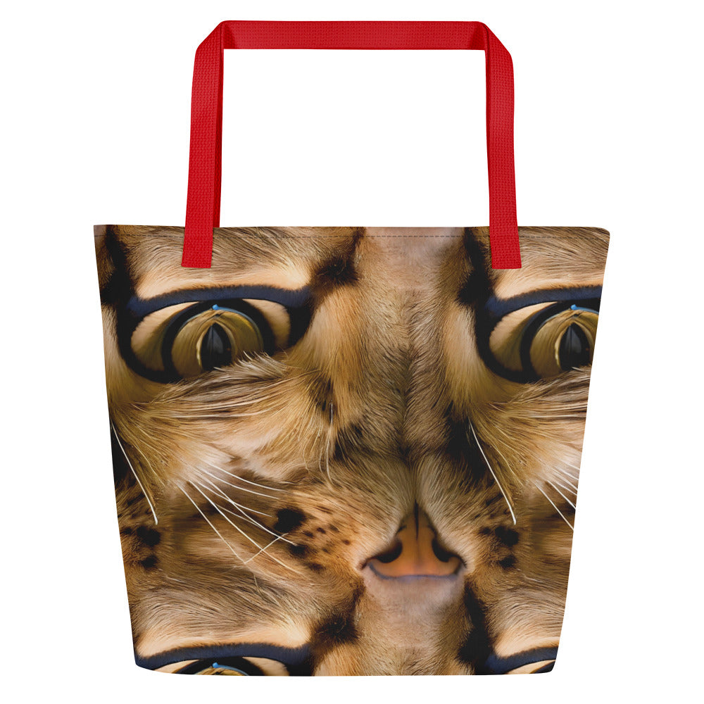 Large Tote Bag w/ Pocket - Feline Whisper