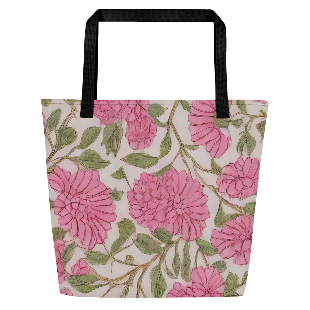 Large Tote Bag w/ Pocket - Blossom Symphony