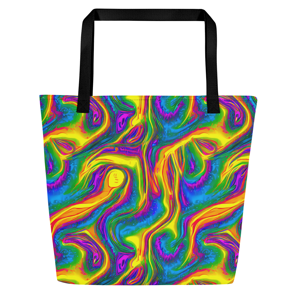 Large Tote Bag w/ Pocket - Electric Aurora