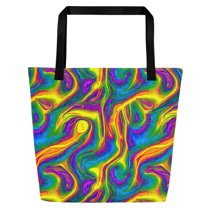 Large Tote Bag w/ Pocket - Electric Aurora