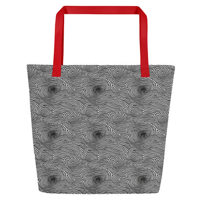 Large Tote Bag w/ Pocket - Black And White Rhapsody