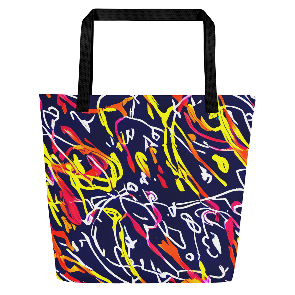 Large Tote Bag w/ Pocket - Neon Currents