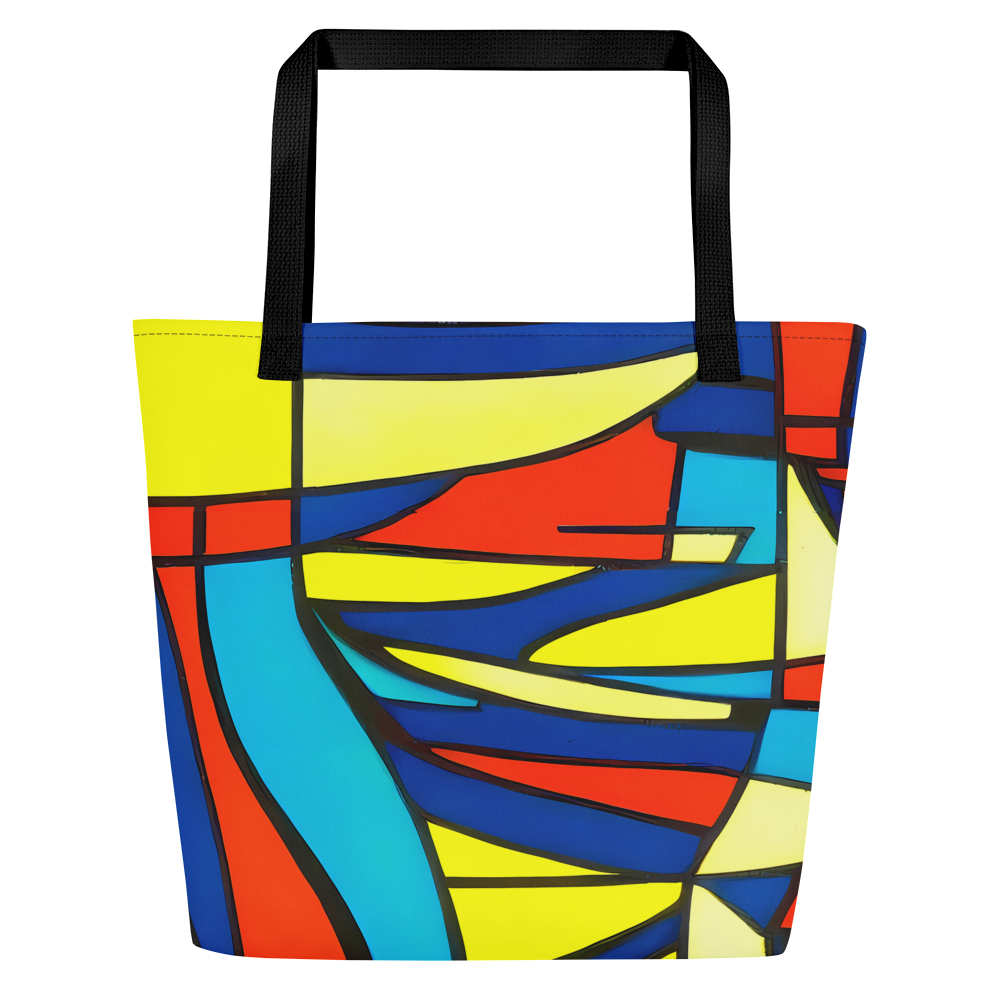Large Tote Bag w/ Pocket - Neon Fractals