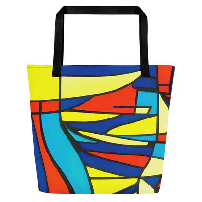 Large Tote Bag w/ Pocket - Neon Fractals