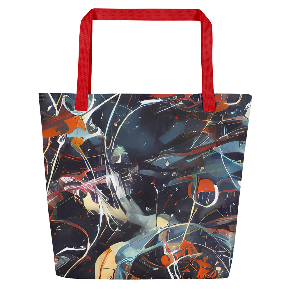 Large Tote Bag w/ Pocket - Neo-Splash Labyrinth