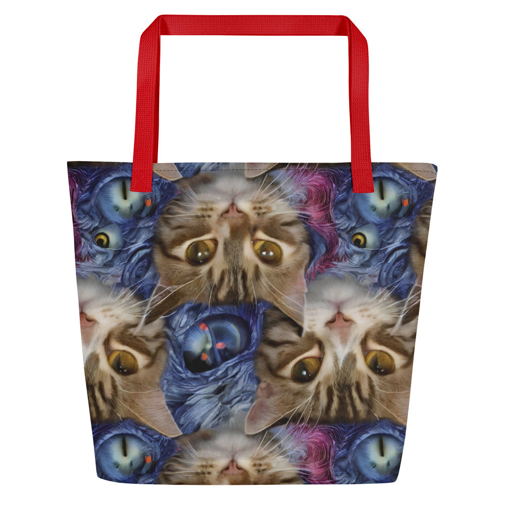 Large Tote Bag w/ Pocket - Feline Fantasy