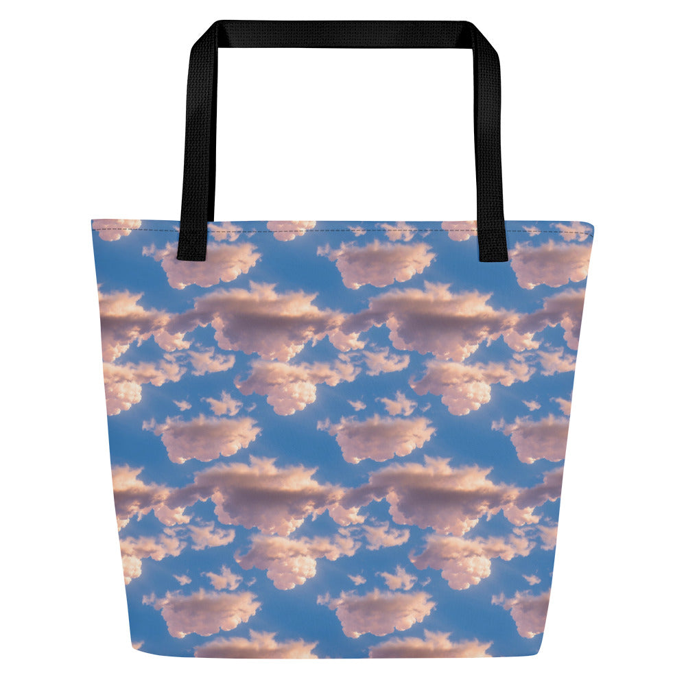 Large Tote Bag w/ Pocket - Cotton Candy Skies