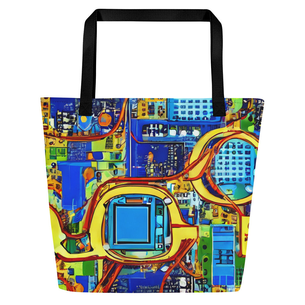 Large Tote Bag w/ Pocket - Circuitous Vision