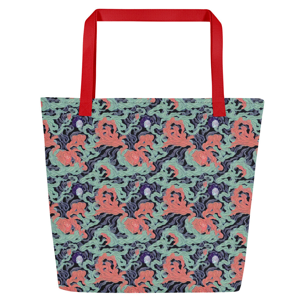 Large Tote Bag w/ Pocket - Cosmic Coral