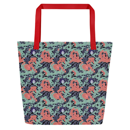 Large Tote Bag w/ Pocket - Cosmic Coral