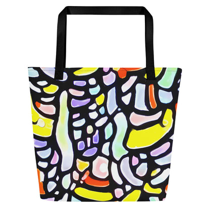 Large Tote Bag w/ Pocket - Cubist Carousel