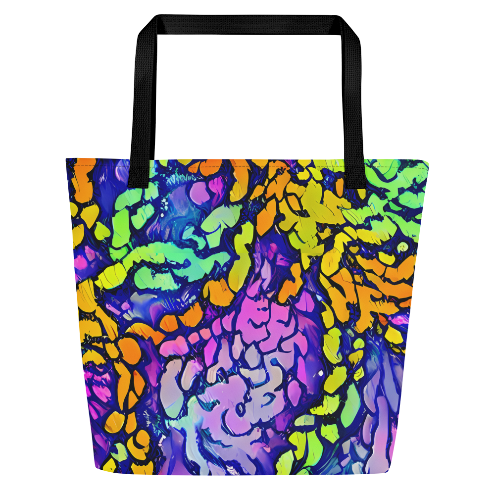 Large Tote Bag w/ Pocket - Surreal Waveforms