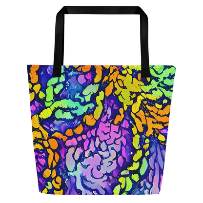 Large Tote Bag w/ Pocket - Surreal Waveforms