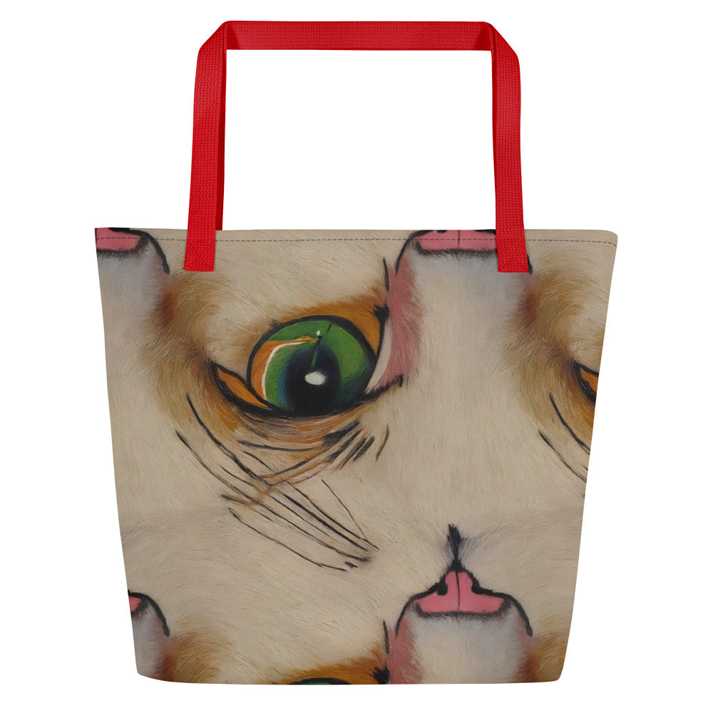 Large Tote Bag w/ Pocket - Emerald Gaze