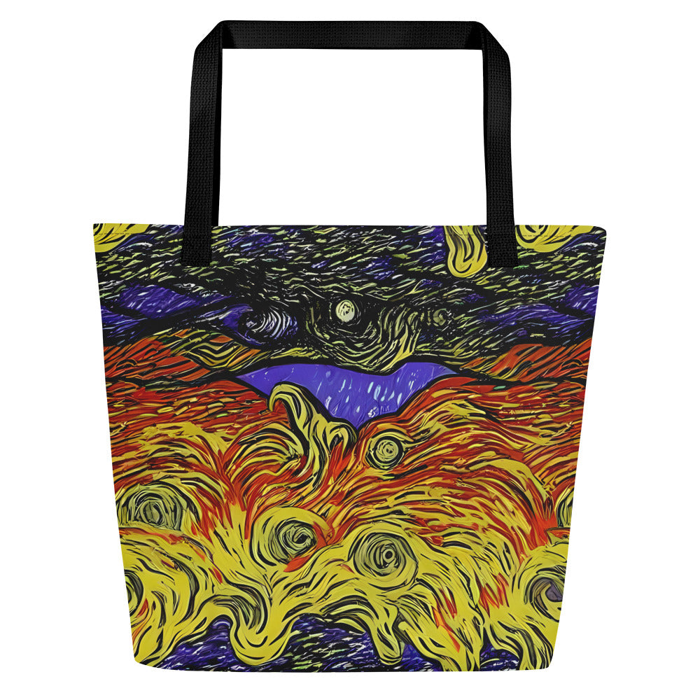 Large Tote Bag w/ Pocket - Dancing Solar Flare