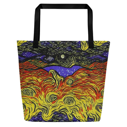 Large Tote Bag w/ Pocket - Dancing Solar Flare