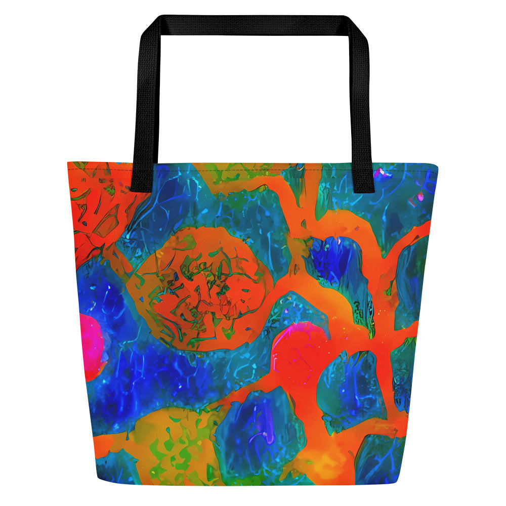 Large Tote Bag w/ Pocket - Vibrant Mosaic