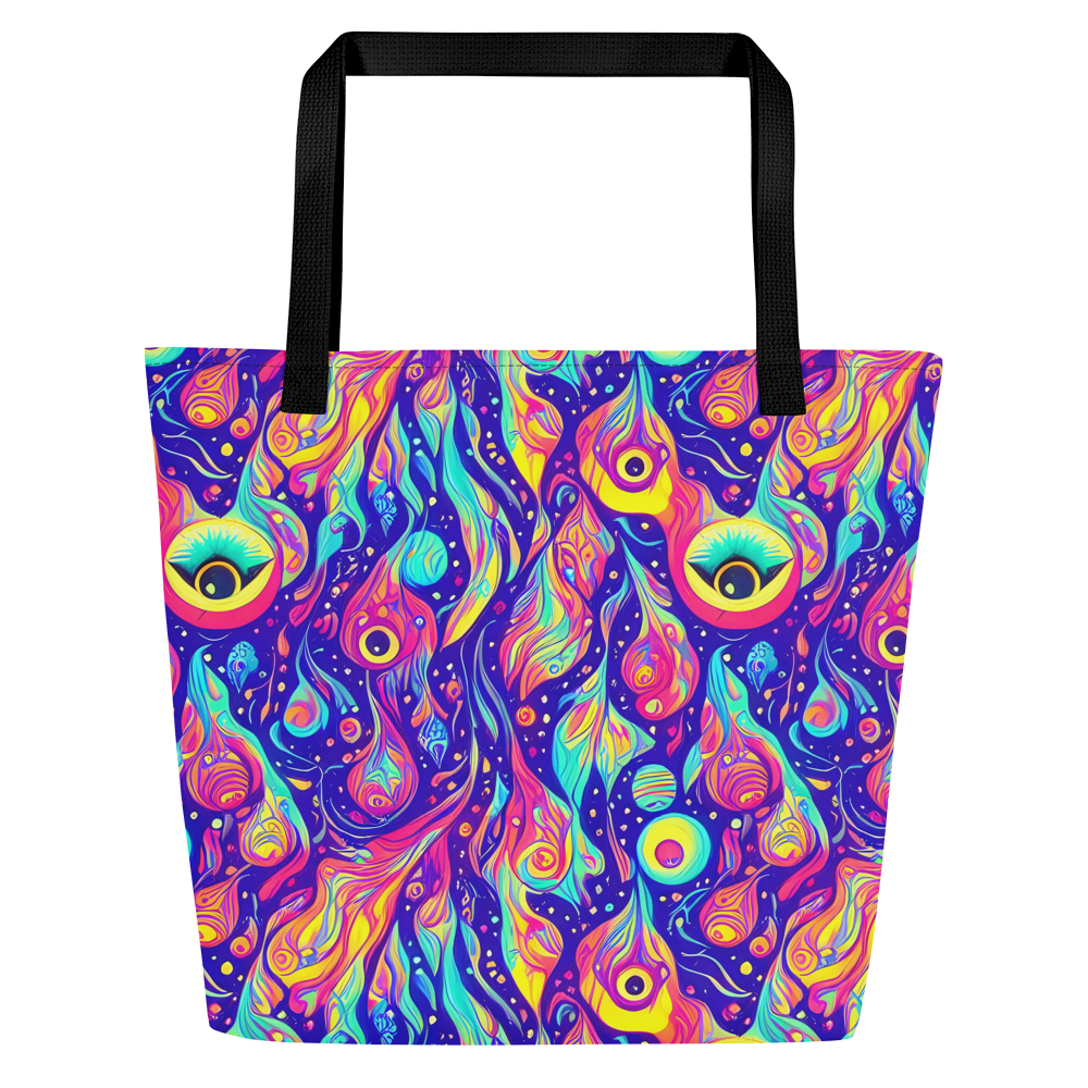 Large Tote Bag w/ Pocket - Mystic Petal Dance