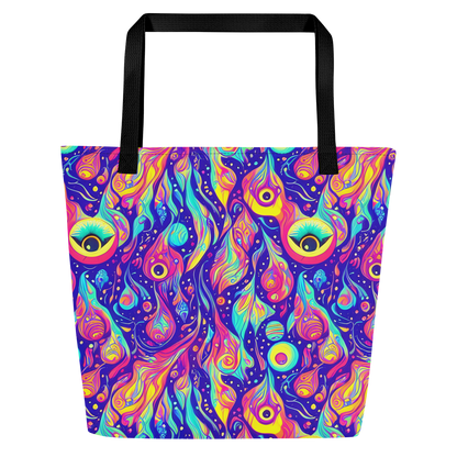 Large Tote Bag w/ Pocket - Mystic Petal Dance