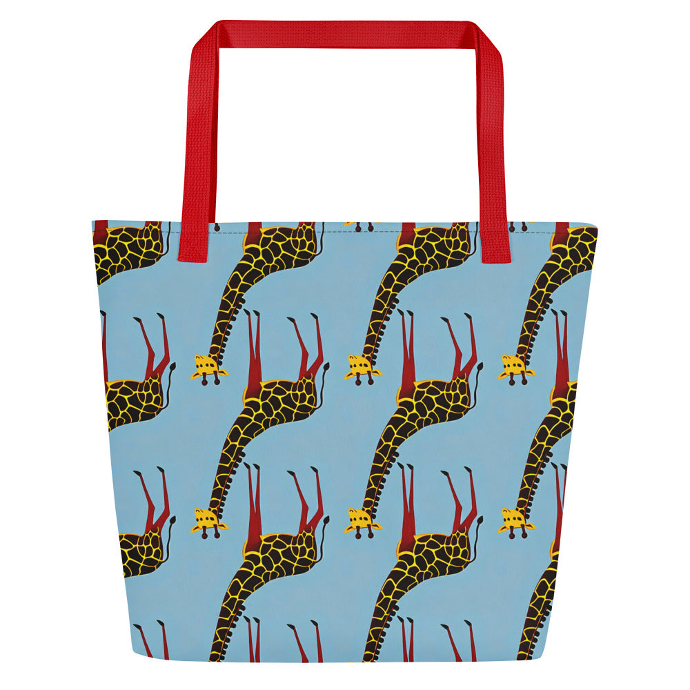 Large Tote Bag w/ Pocket - Giraffe Groove