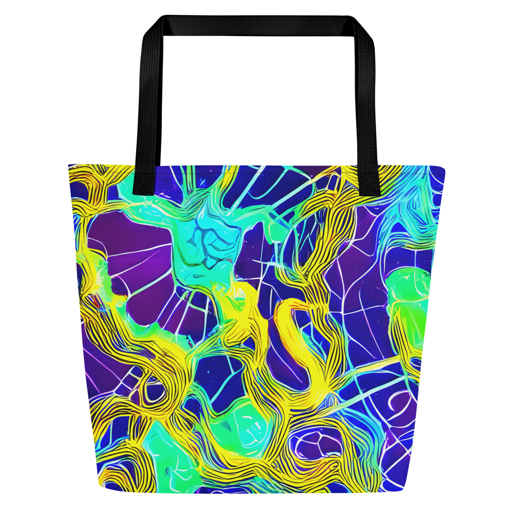 Large Tote Bag w/ Pocket - Neon Jungle Rhapsody