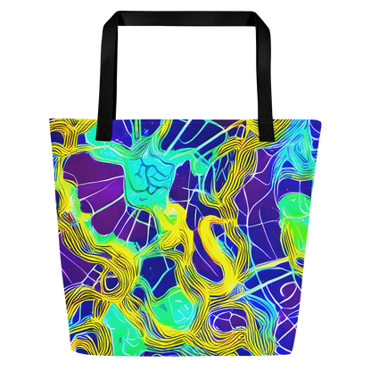 Large Tote Bag w/ Pocket - Neon Jungle Rhapsody