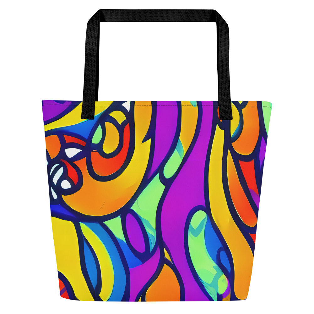 Large Tote Bag w/ Pocket - Kaleido Fish