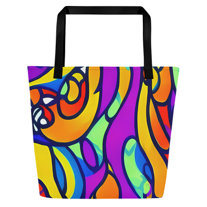 Large Tote Bag w/ Pocket - Kaleido Fish