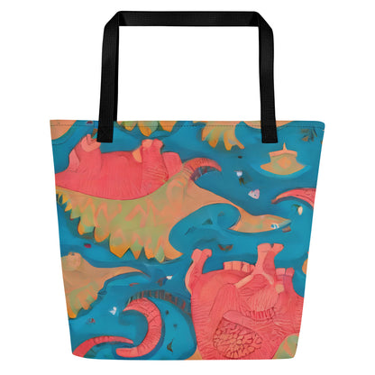 Large Tote Bag w/ Pocket - Jurassic Jive