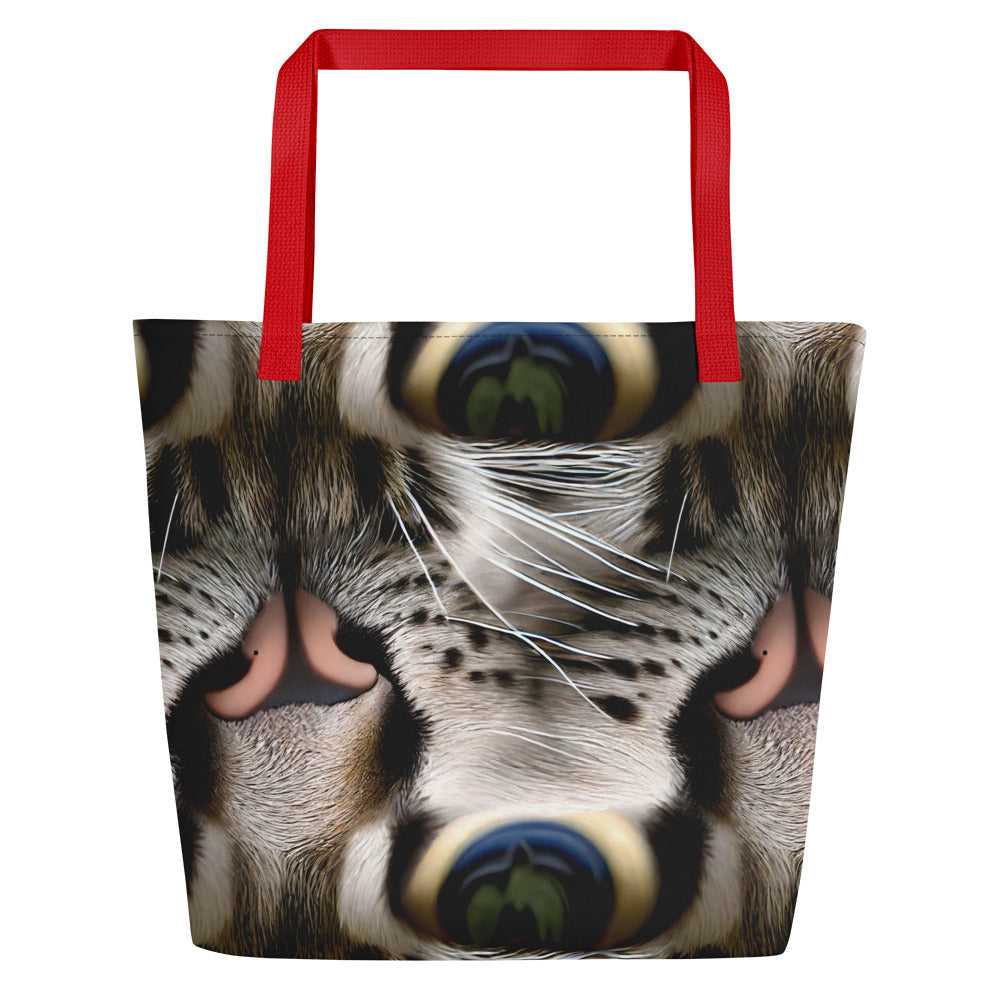Large Tote Bag w/ Pocket - Feline Mirage