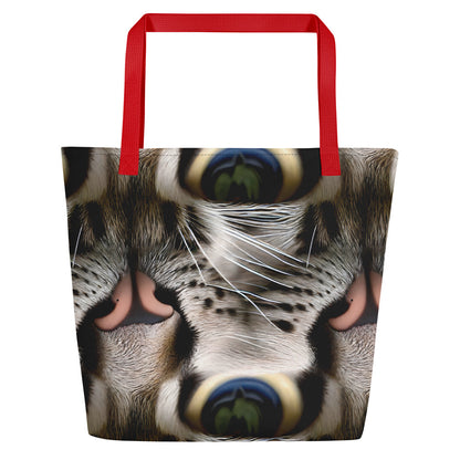 Large Tote Bag w/ Pocket - Feline Mirage