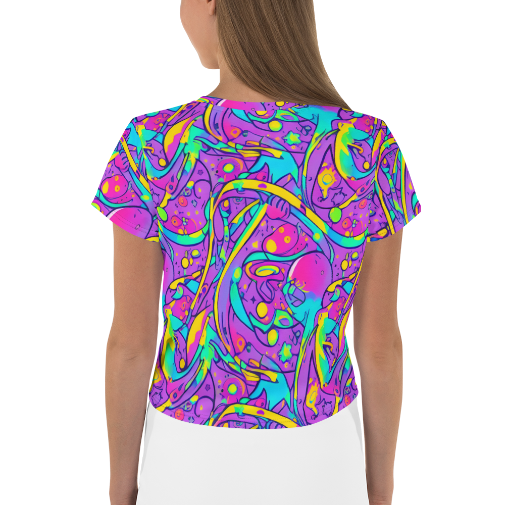 Women's Crop Tee - Neon Galaxy Whirl