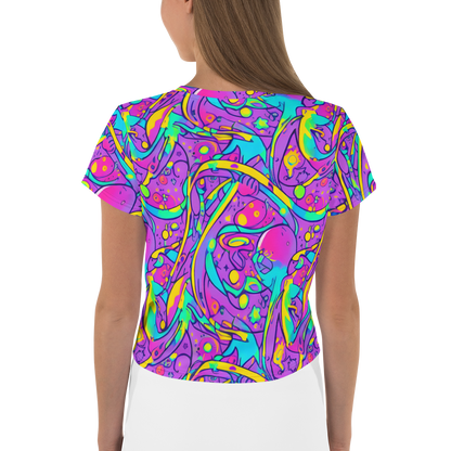 Women's Crop Tee - Neon Galaxy Whirl