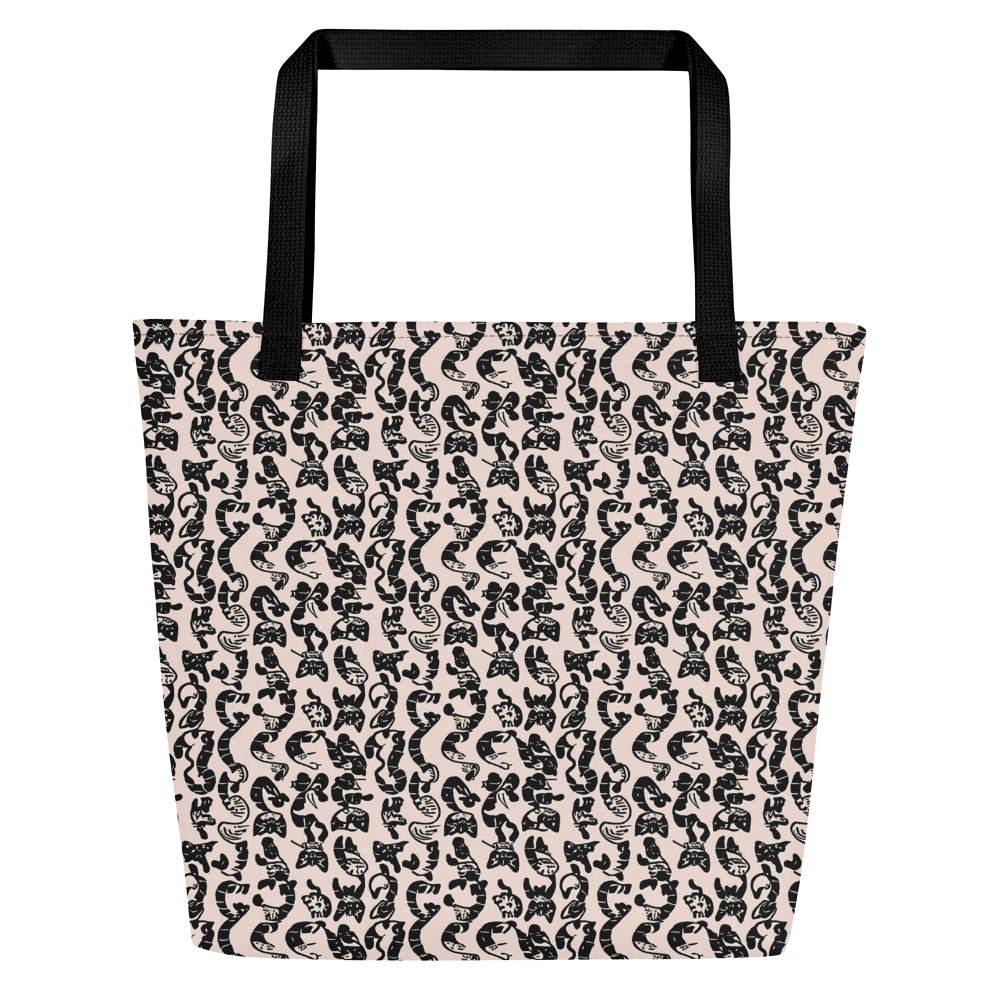 Large Tote Bag w/ Pocket - Curled Enigma