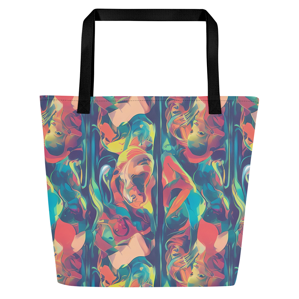 Large Tote Bag w/ Pocket - Neon Aurora