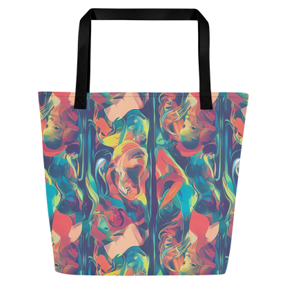 Large Tote Bag w/ Pocket - Neon Aurora