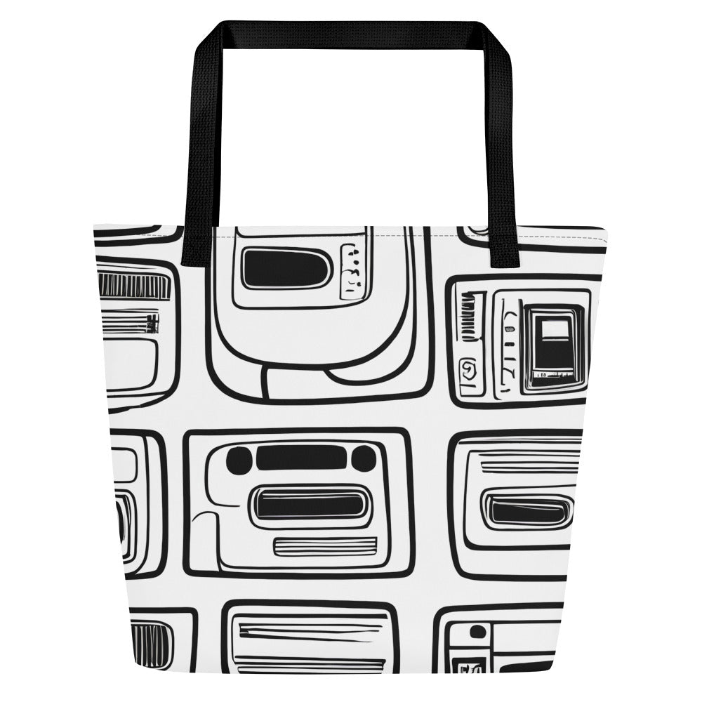 Large Tote Bag w/ Pocket - Techno Echo