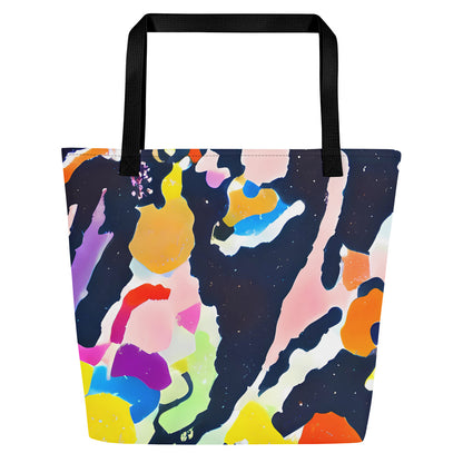 Large Tote Bag w/ Pocket - Kaleido Burst