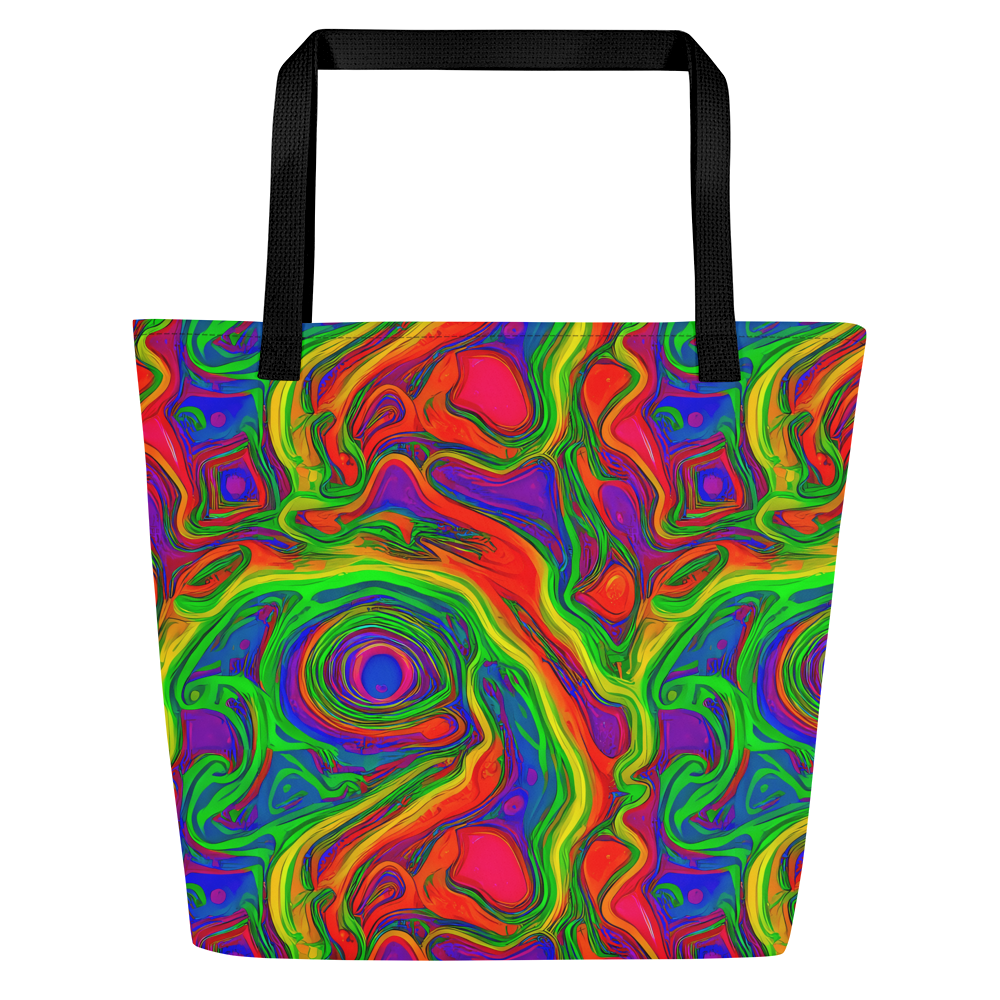 Large Tote Bag w/ Pocket - Psychedelic Waves