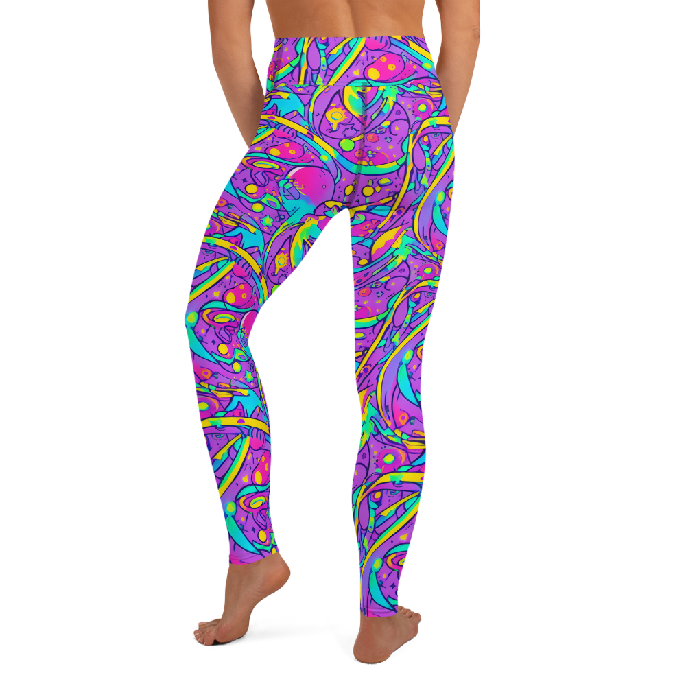 Yoga Leggings - Neon Galaxy Whirl