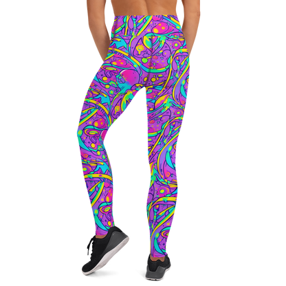 Yoga Leggings - Neon Galaxy Whirl