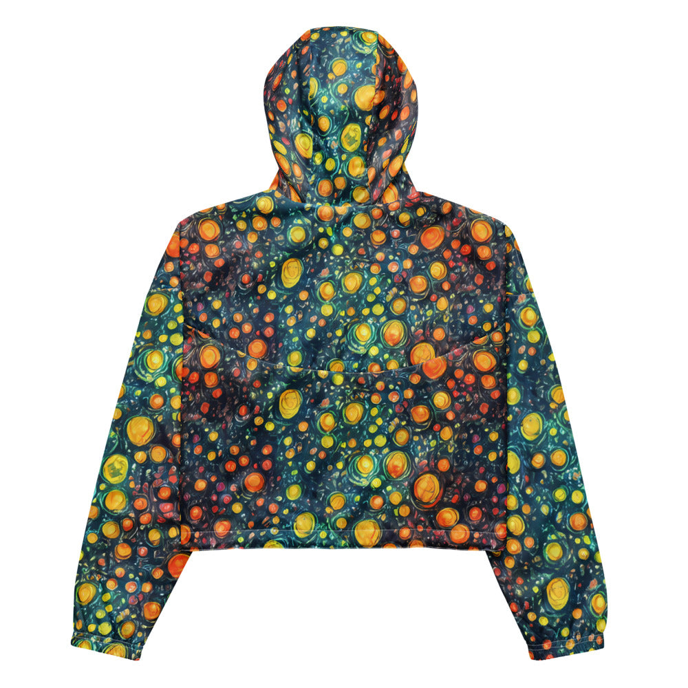 Women's Cropped Windbreaker - Starry Orbits