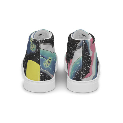 Men's High Top Canvas Shoes - Lunar Waves