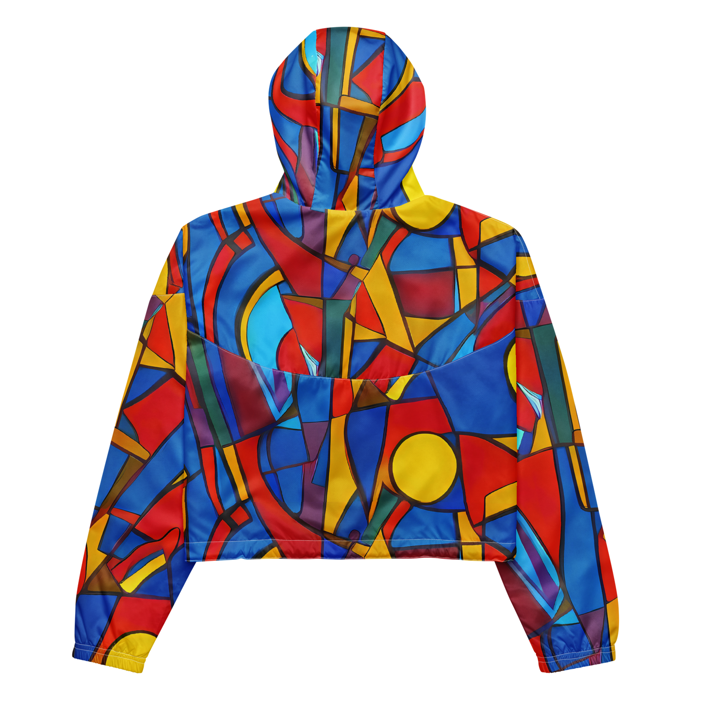 Women's Cropped Windbreaker - Mondrian Maze