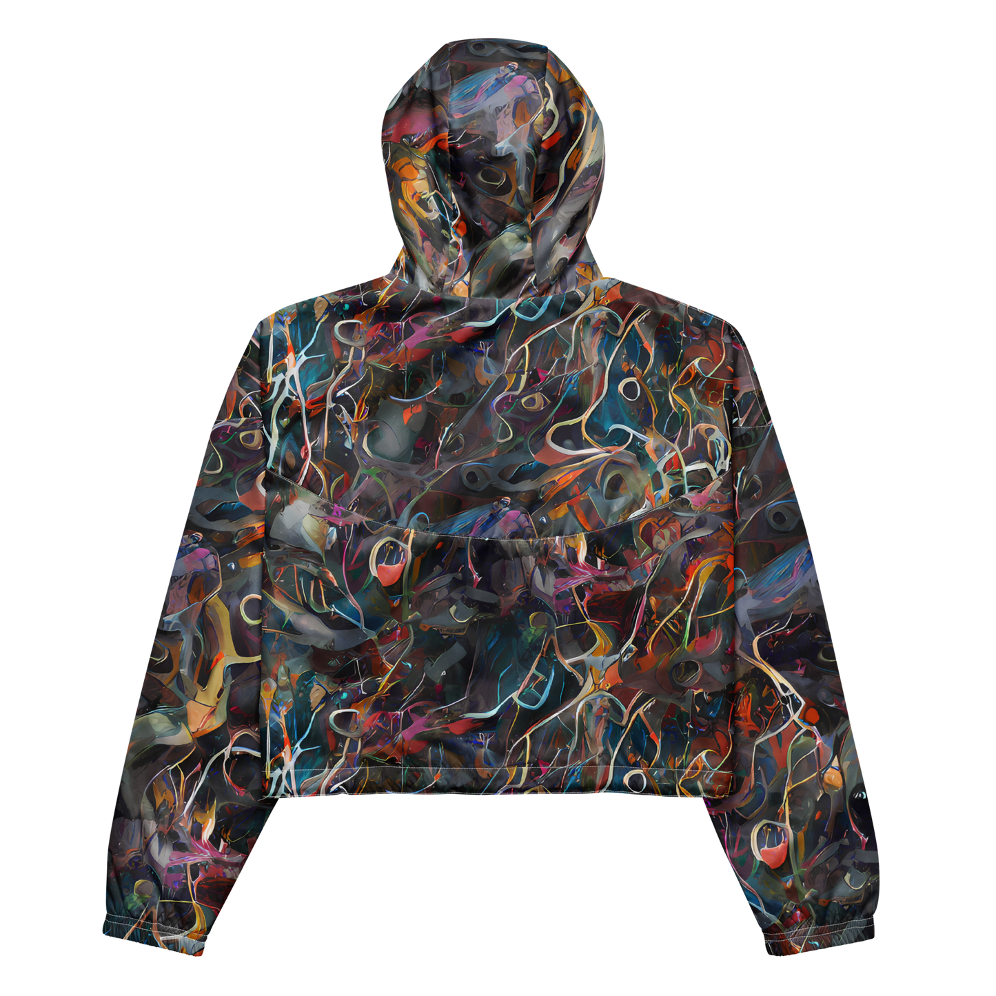 Women's Cropped Windbreaker - Chromatic Entanglement