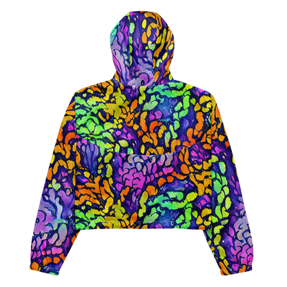 Women's Cropped Windbreaker - Surreal Waveforms