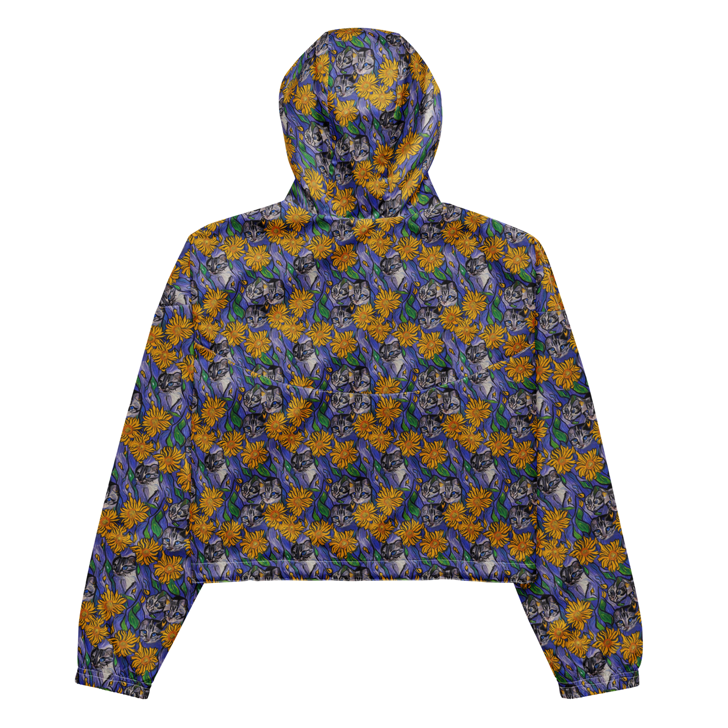 Women's Cropped Windbreaker - Feline Flora