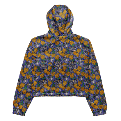 Women's Cropped Windbreaker - Feline Flora
