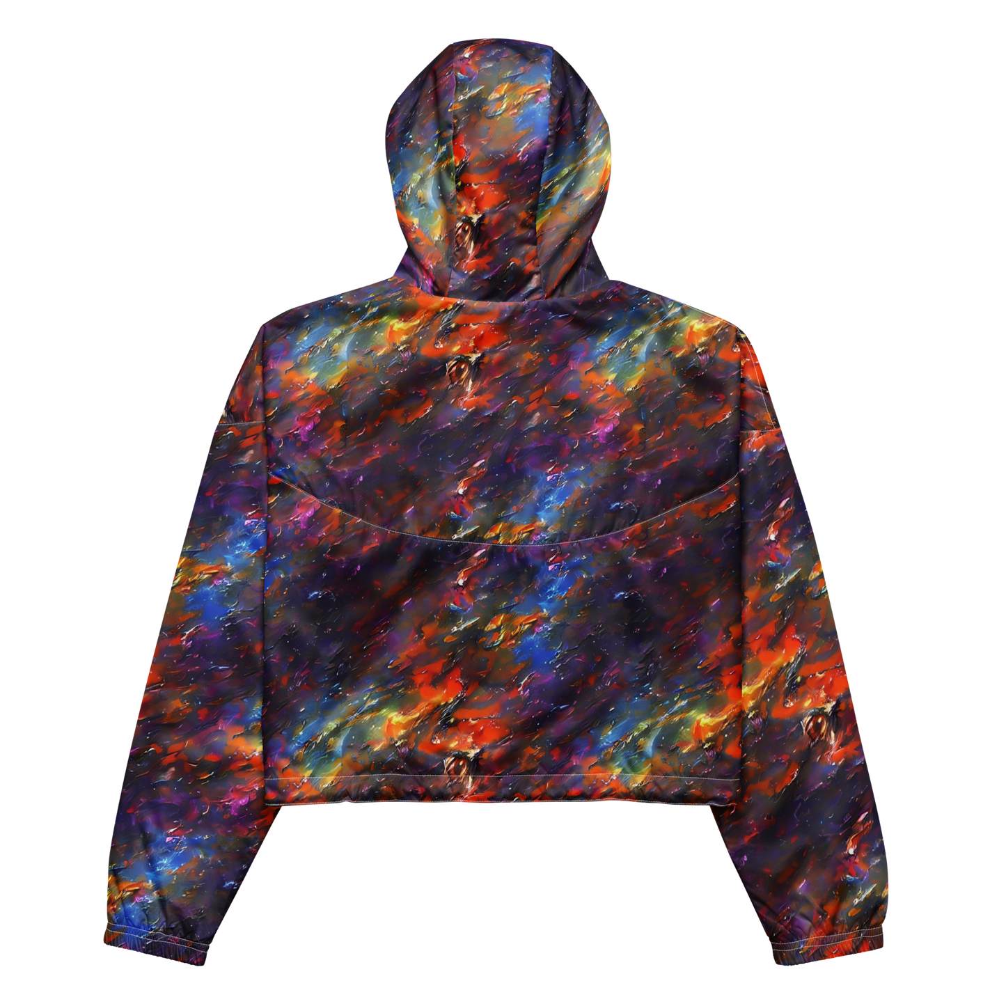 Women's Cropped Windbreaker - Auroral Ripples